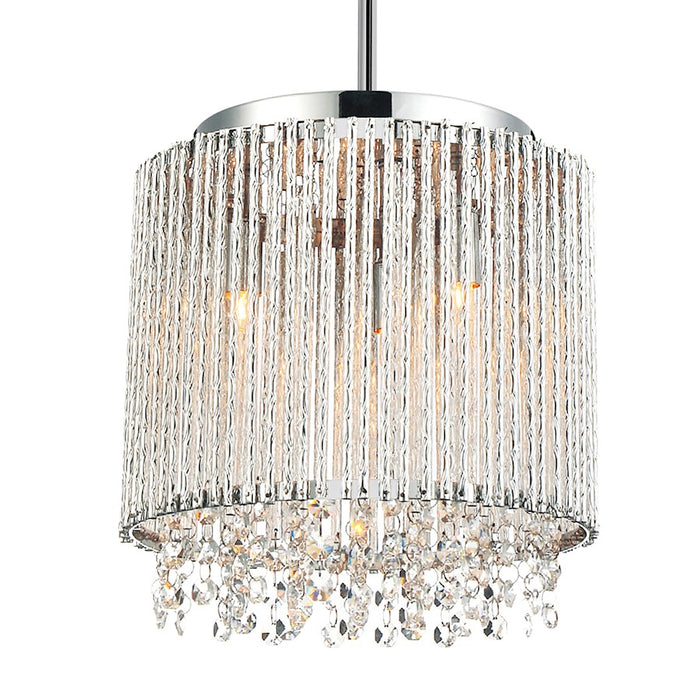 CWI Lighting Claire 3 Light Drum Shade Mini Pendant, Chrome
