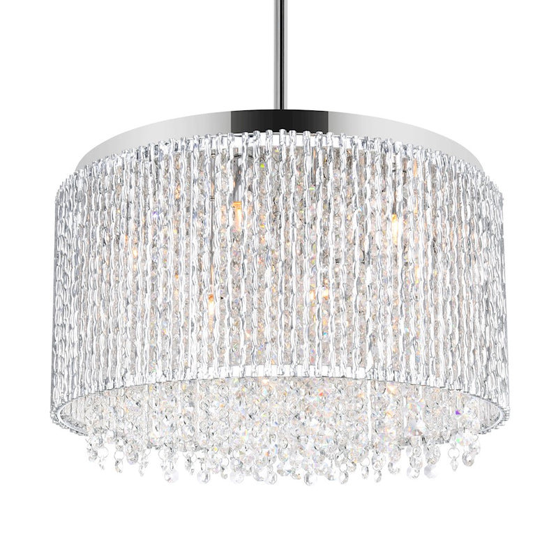 CWI Lighting Claire 14 Light Drum Shade Chandelier, Chrome