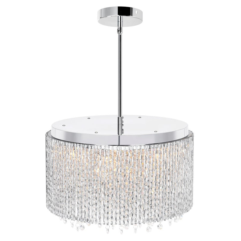 CWI Lighting Claire 14 Light Drum Shade Chandelier, Chrome