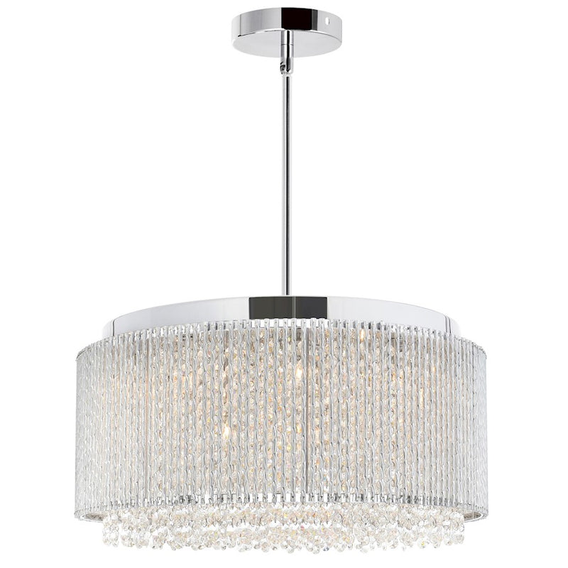 CWI Lighting Claire 12 Light 20" Drum Shade Chandelier, Chrome