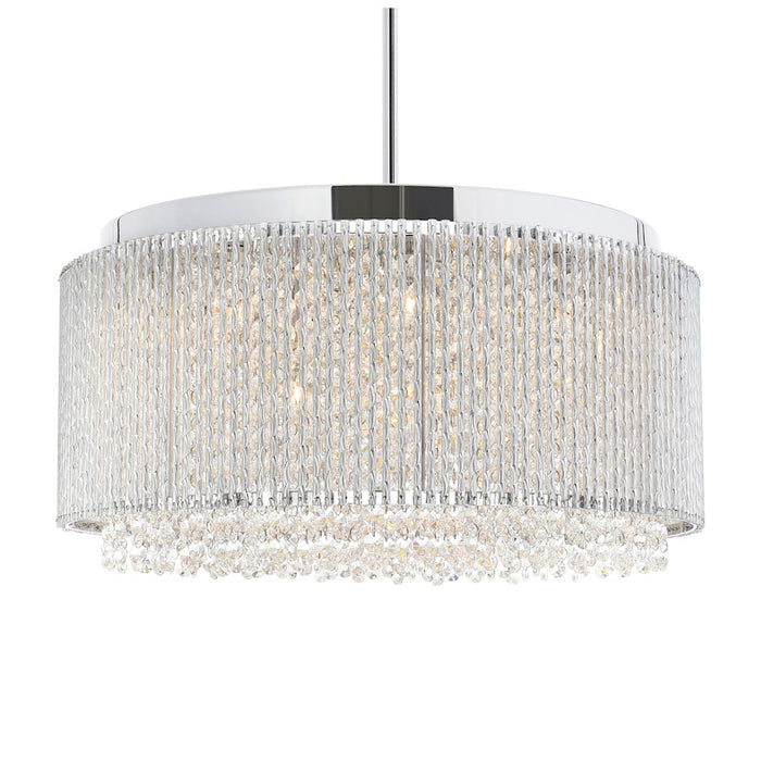 CWI Lighting Claire 12 Light 20" Drum Shade Chandelier, Chrome