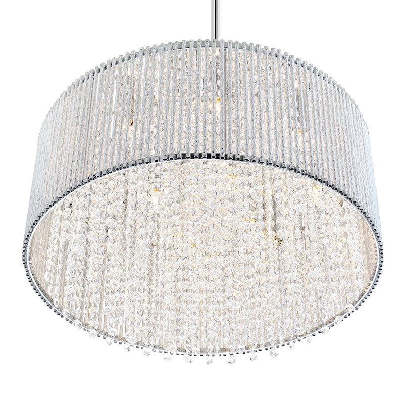 CWI Lighting Claire 12 Light 20" Drum Shade Chandelier, Chrome