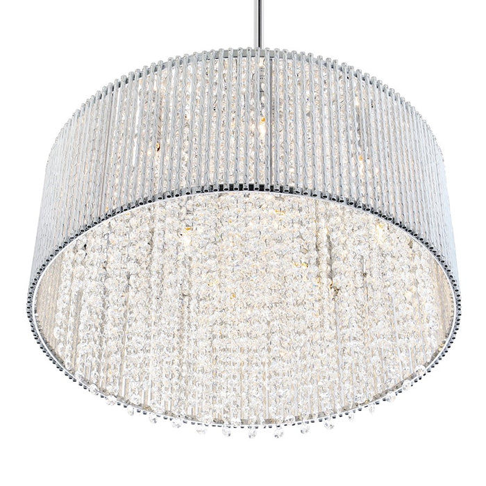 CWI Lighting Claire 12 Light 20" Drum Shade Chandelier, Chrome