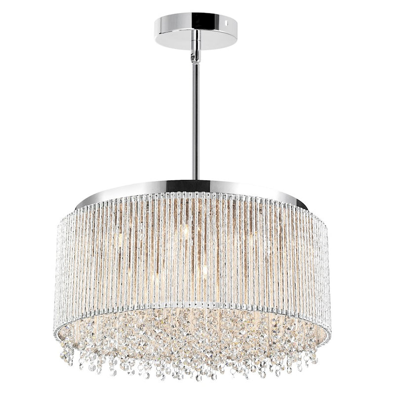 CWI Lighting Claire 10 Light Drum Shade Chandelier, Chrome