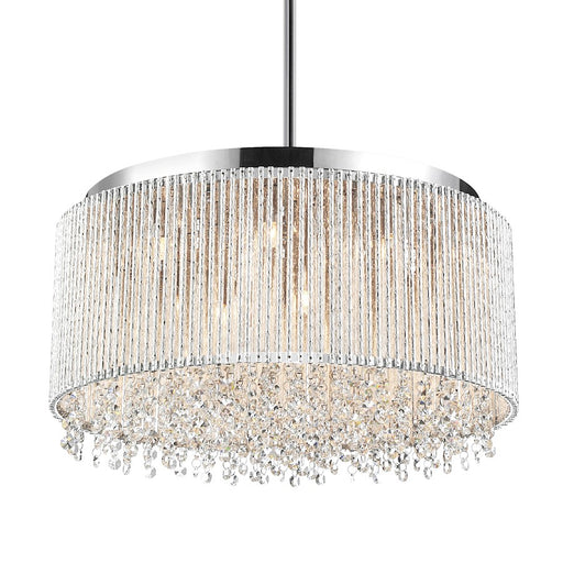 CWI Lighting Claire 10 Light Drum Shade Chandelier, Chrome