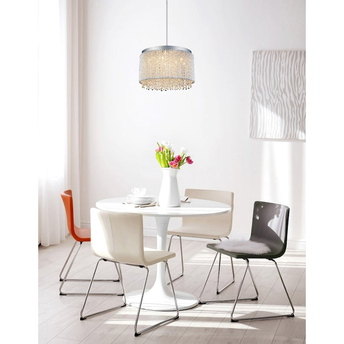 CWI Lighting Claire 10 Light Drum Shade Chandelier, Chrome