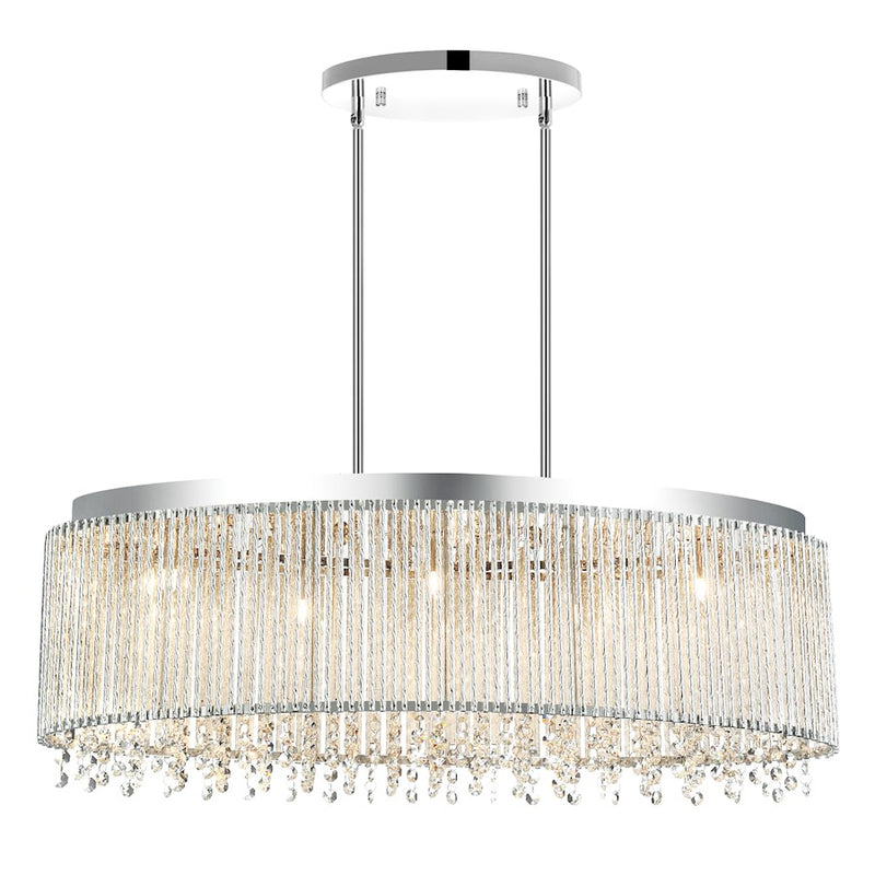 CWI Lighting Claire 5 Light Drum Shade Chandelier, Chrome