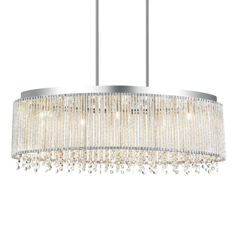 CWI Lighting Claire 5 Light Drum Shade Chandelier, Chrome