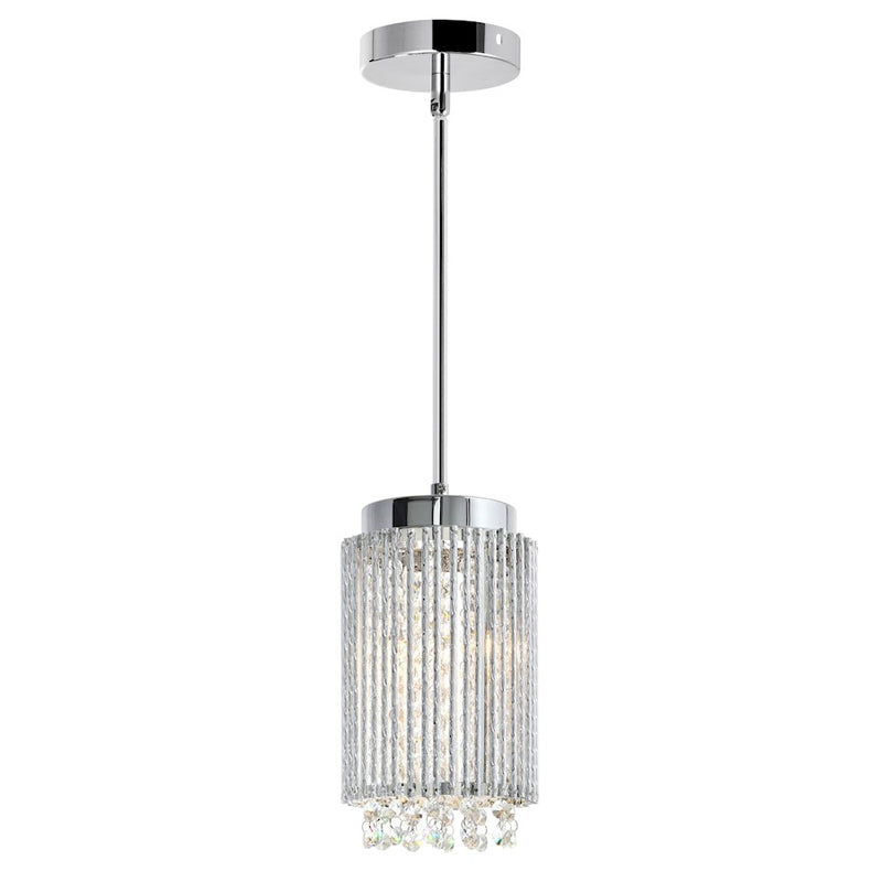 CWI Lighting Claire 2 Light Drum Shade Mini Pendant, Chrome