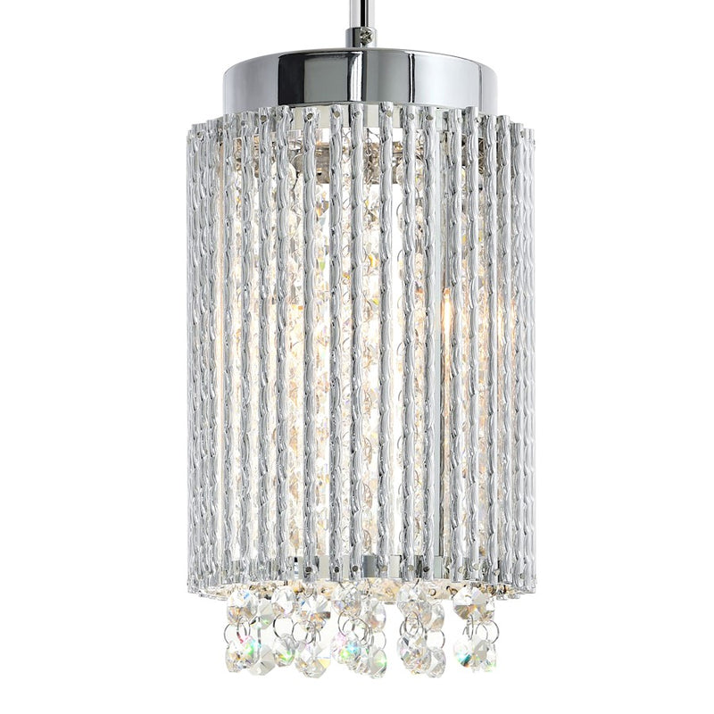 CWI Lighting Claire 2 Light Drum Shade Mini Pendant, Chrome