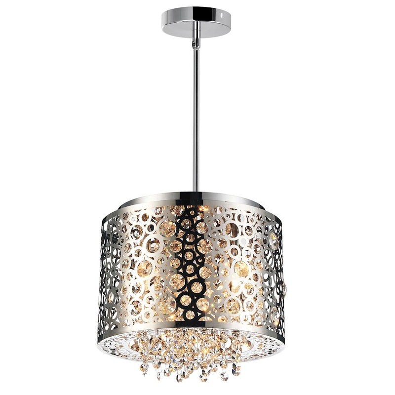 CWI Bubbles 4 Light Drum Shade Mini Pendant, Stainless Steel