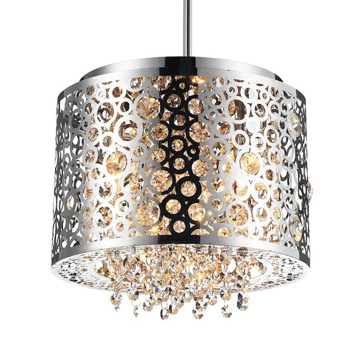 CWI Bubbles 4 Light Drum Shade Mini Pendant, Stainless Steel
