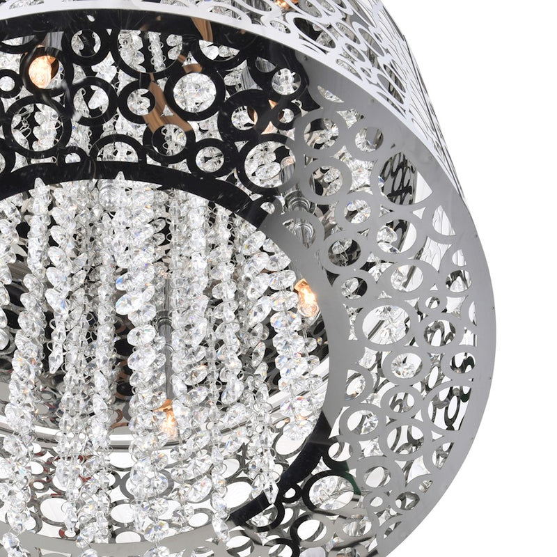 CWI Bubbles 4 Light Drum Shade Mini Pendant, Stainless Steel