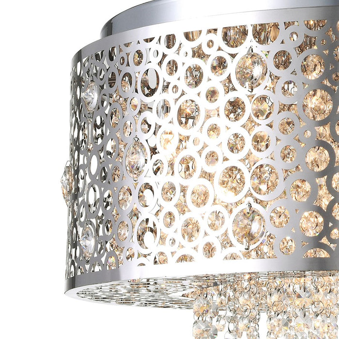 CWI Bubbles 4 Light Drum Shade Mini Pendant, Stainless Steel