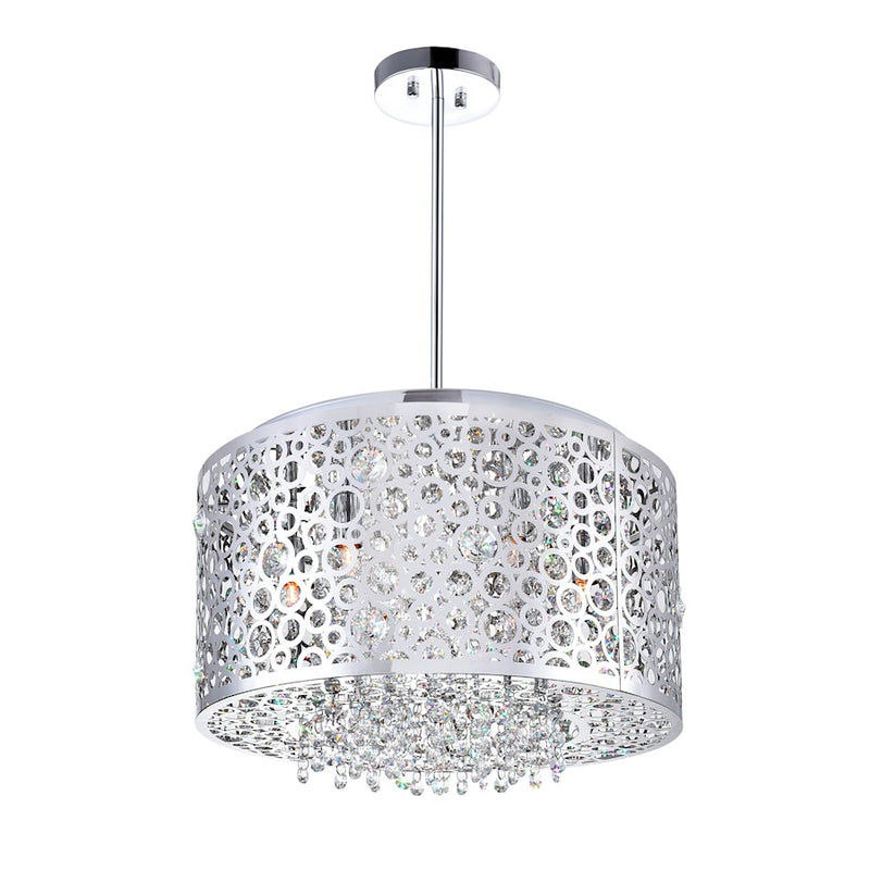 CWI Lighting Bubbles 6 Light Drum Shade Chandelier, Stainless Steel