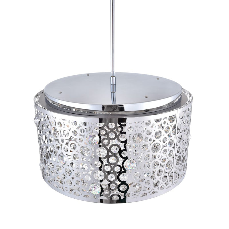 CWI Lighting Bubbles 6 Light Drum Shade Chandelier, Stainless Steel