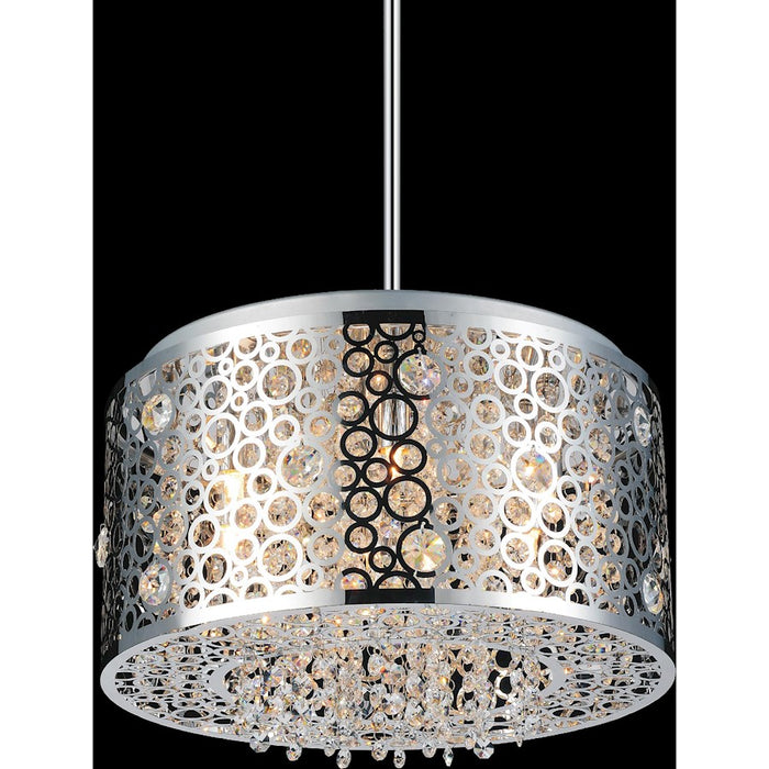 CWI Lighting Bubbles 6 Light Drum Shade Chandelier, Stainless Steel