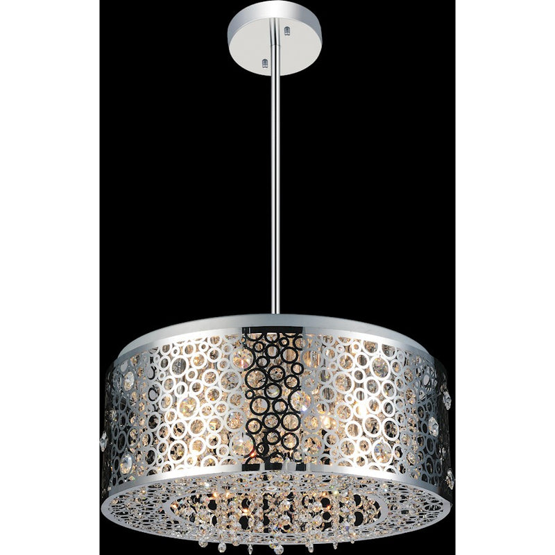 CWI Lighting Bubbles 7 Light Drum Shade Chandelier, Stainless Steel