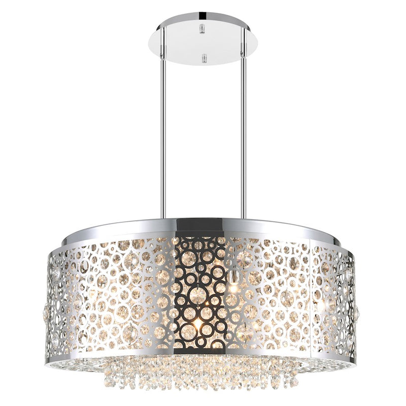 CWI Lighting Bubbles 9 Light Drum Shade Chandelier, Stainless Steel