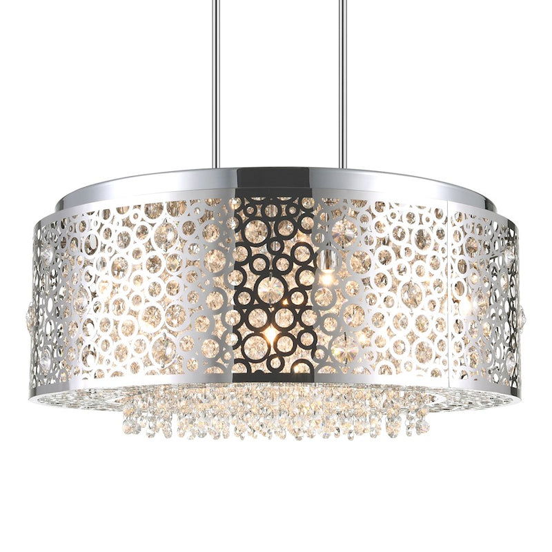 CWI Lighting Bubbles 9 Light Drum Shade Chandelier, Stainless Steel