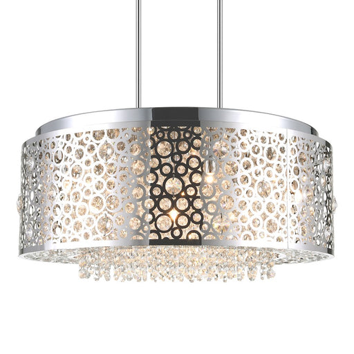 CWI Lighting Bubbles 9 Light Drum Shade Chandelier, Stainless Steel