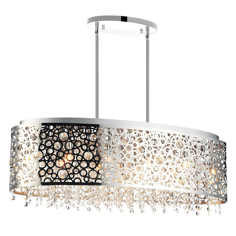 CWI Bubbles 11 Light Drum Shade Chandelier, Stainless Steel