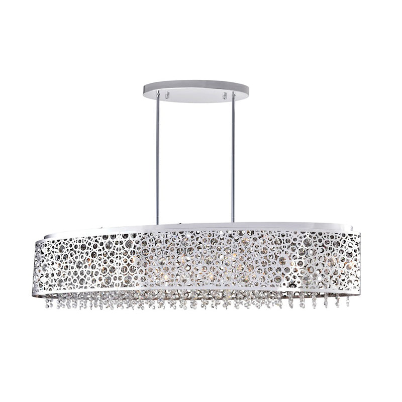 CWI Bubbles 16 Light Drum Shade Chandelier, Stainless Steel