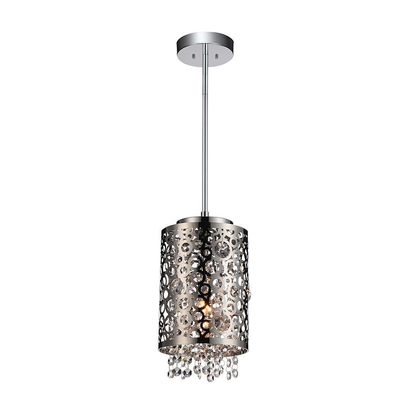CWI Bubbles 1 Light Drum Shade Mini Pendant, Stainless Steel