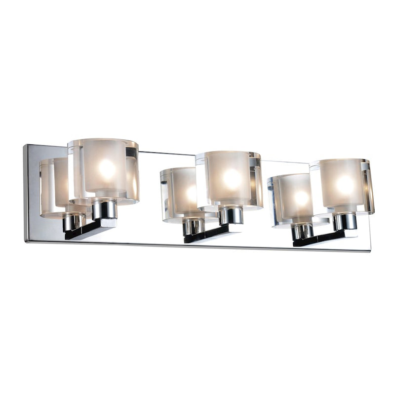 CWI Lighting Tina 3 Light Wall Light, Chrome/Clear