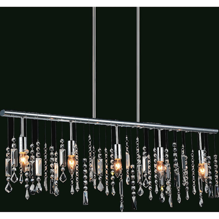 CWI Lighting Janine 5 Light Down Chandelier, Chrome - 5549P38C