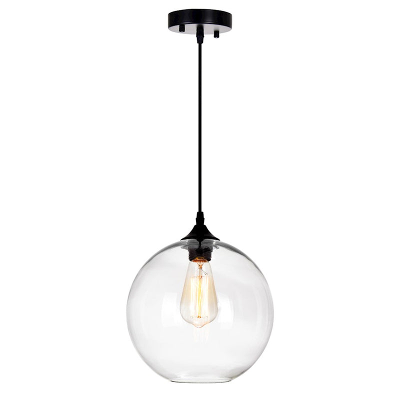 CWI Lighting Glass 1 Light 10" Down Mini Pendant, Black/Clear