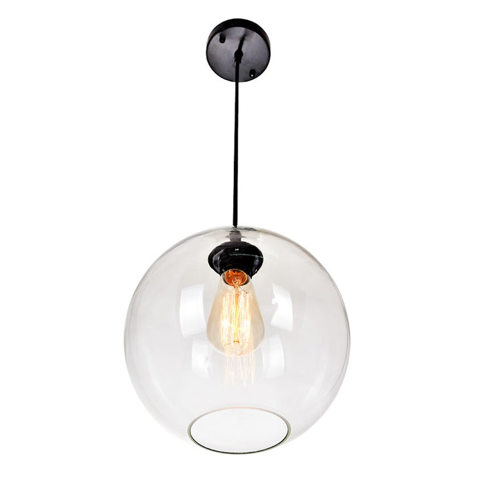 CWI Lighting Glass 1 Light 10" Down Mini Pendant, Black/Clear