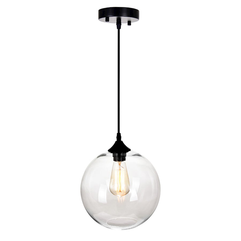CWI Lighting Glass 1 Light 10" Down Mini Pendant, Black/Clear