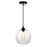 CWI Lighting Glass 1 Light 10" Down Mini Pendant, Black/Clear
