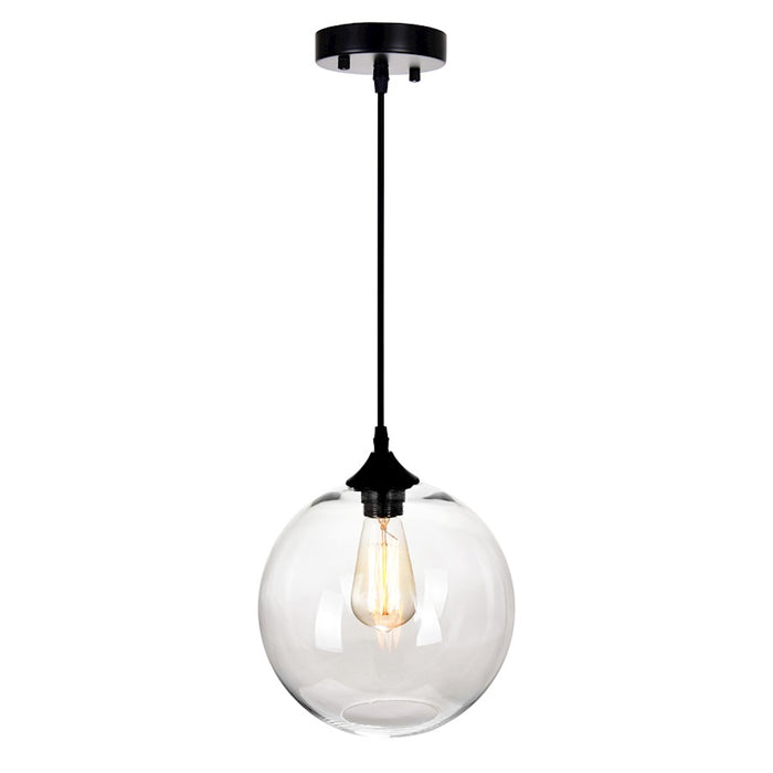 CWI Lighting Glass 1 Light 10" Down Mini Pendant, Black/Clear