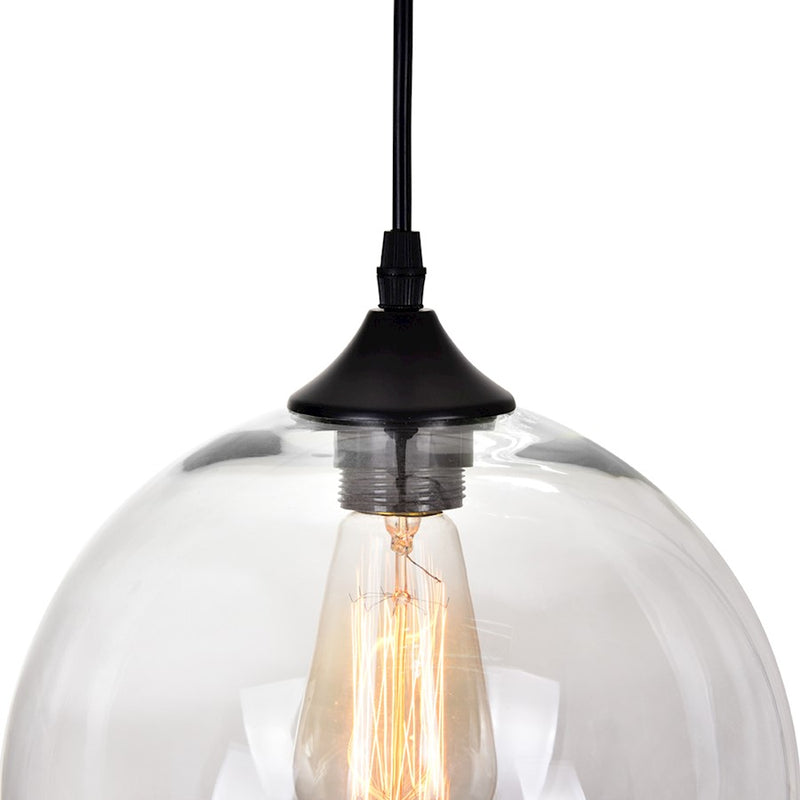 CWI Lighting Glass 1 Light 10" Down Mini Pendant, Black/Clear