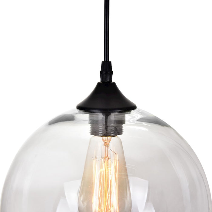 CWI Lighting Glass 1 Light 10" Down Mini Pendant, Black/Clear