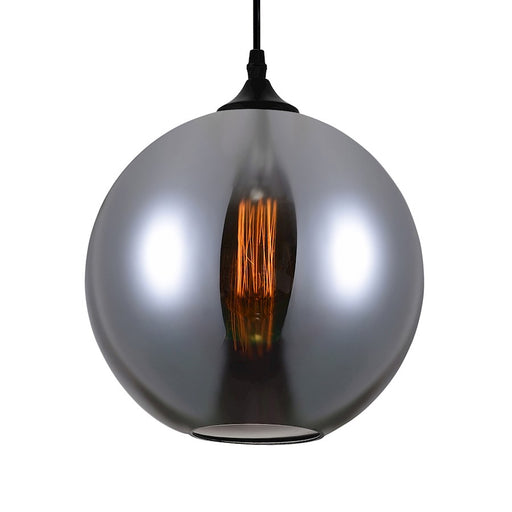 CWI Lighting Glass 1 Light 10" Down Mini Pendant, Black/Smoke