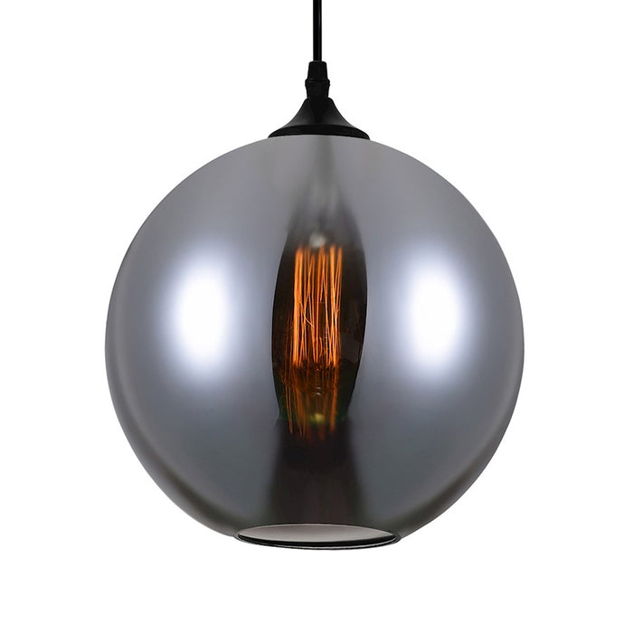 CWI Lighting Glass 1 Light 10" Down Mini Pendant, Black/Smoke