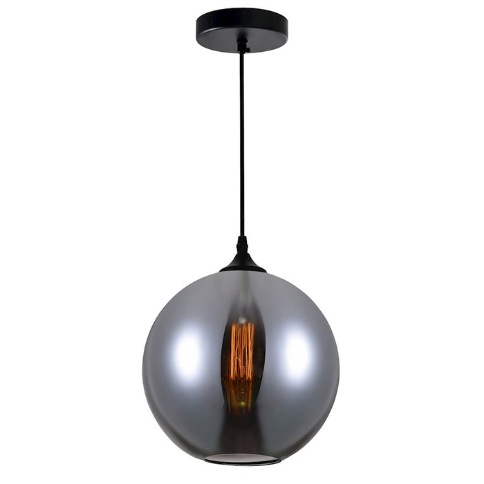 CWI Lighting Glass 1 Light 10" Down Mini Pendant, Black/Smoke