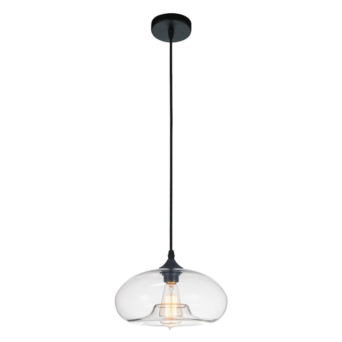 CWI Lighting Glass 1 Light Down Mini Pendant, Black/Clear - 5553P11-Clear