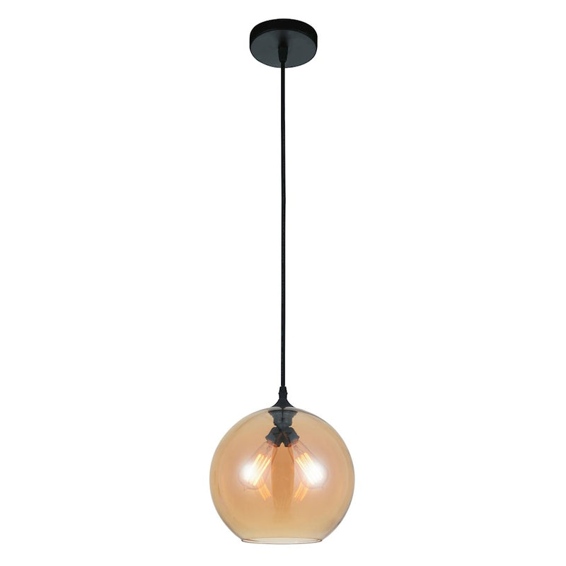 CWI Lighting Glass 2 Light Down Mini Pendant, Black