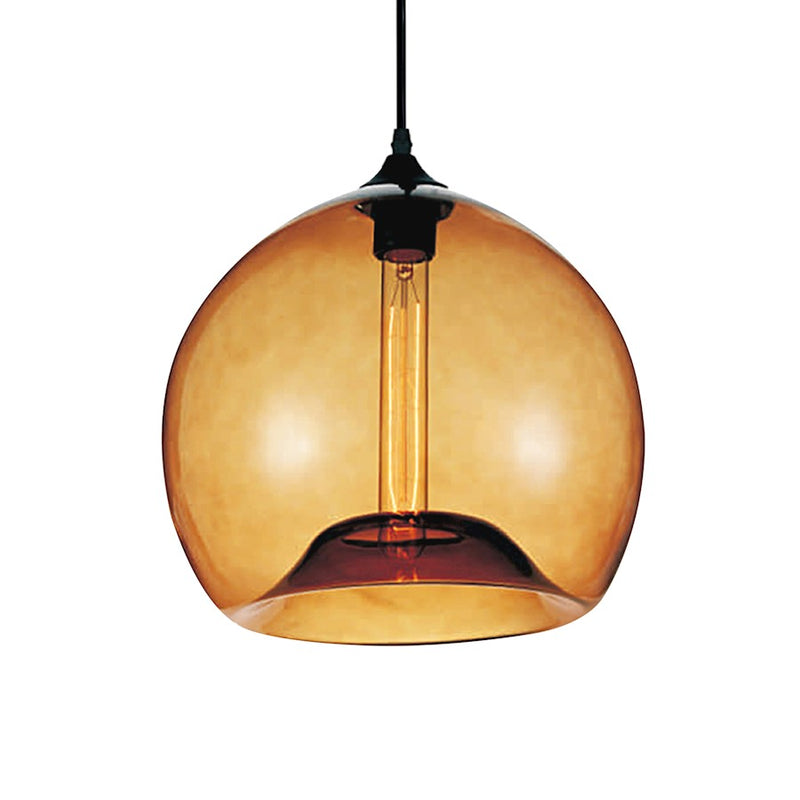 CWI Lighting Glass 1 Light 12" Down Mini Pendant, Black/Amber