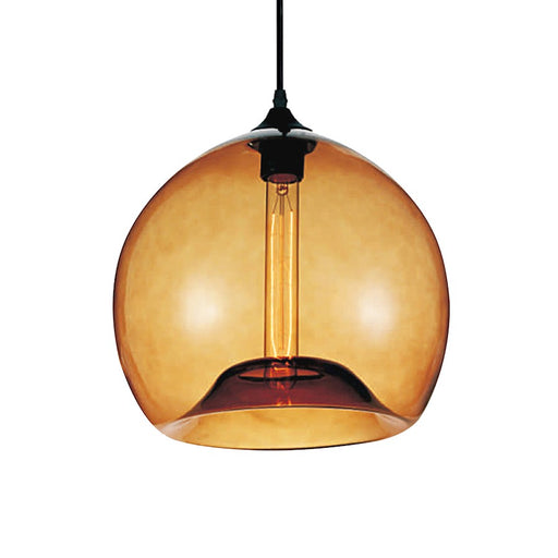 CWI Lighting Glass 1 Light 12" Down Mini Pendant, Black/Amber