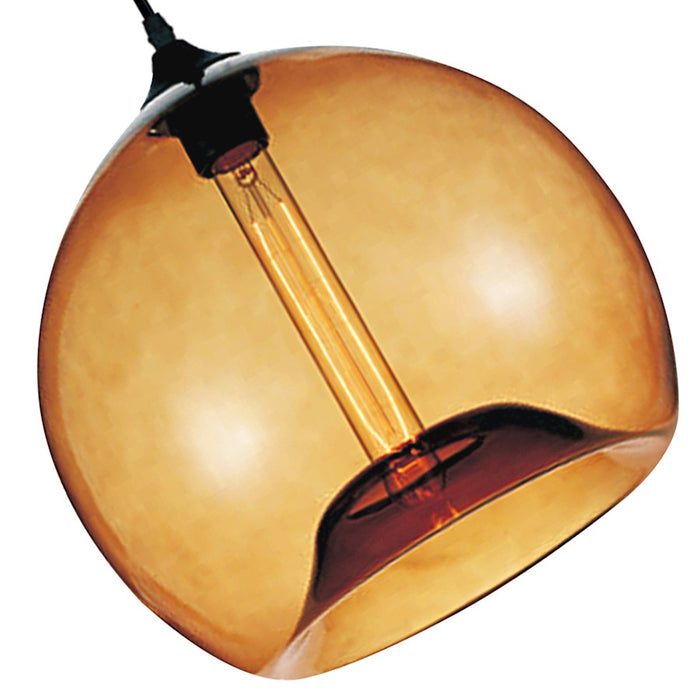 CWI Lighting Glass 1 Light 12" Down Mini Pendant, Black/Amber