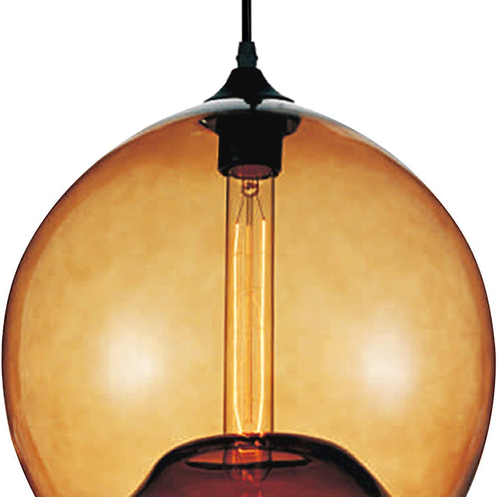 CWI Lighting Glass 1 Light 12" Down Mini Pendant, Black/Amber