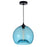 CWI Lighting Glass 1 Light 12" Down Mini Pendant, Black/Blue - 5553P12-Blue