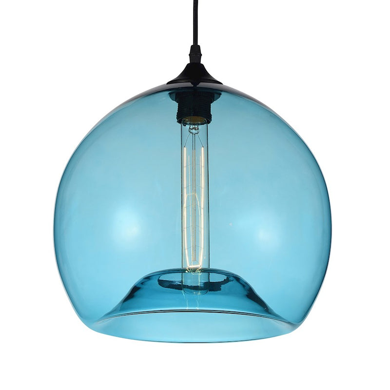 CWI Lighting Glass 1 Light 12" Down Mini Pendant, Black/Blue
