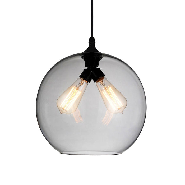 CWI Lighting Glass 2 Light Down Mini Pendant, Black/Smoke