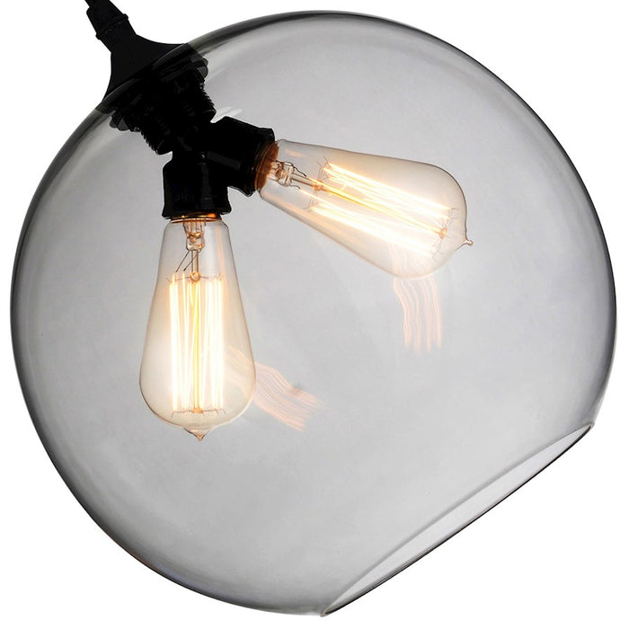 CWI Lighting Glass 2 Light Down Mini Pendant, Black/Smoke